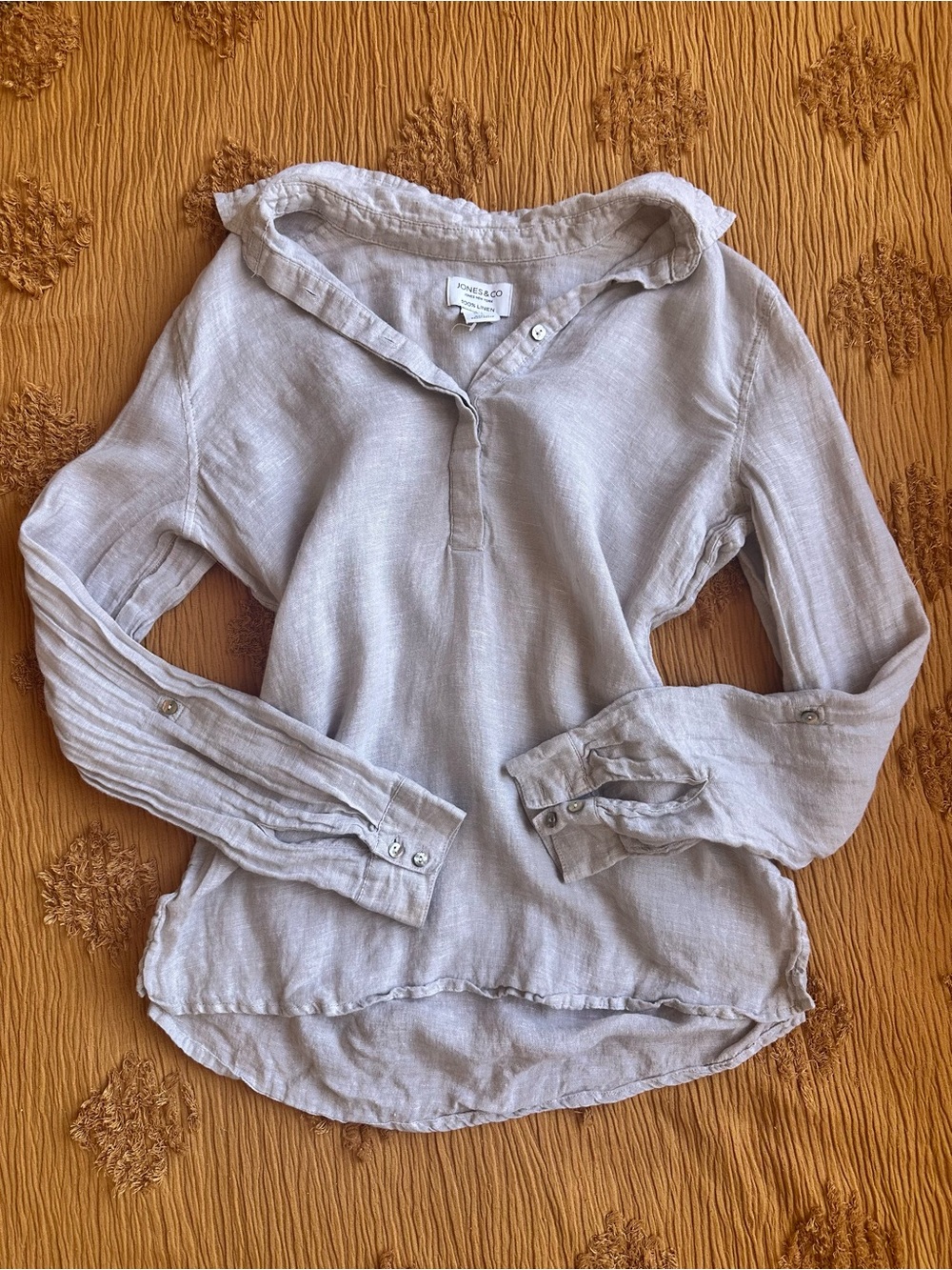 Light Gray Linen Pullover Blouse